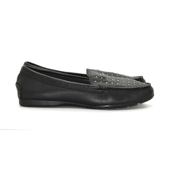 C5 NWOB COACH Orlene Black Gun Metal Studded Logo Driving Loafer Shoes Size 8.5B - Picture 3 of 7